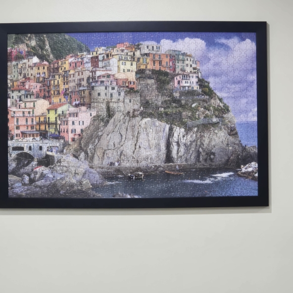 Puzzle Art - 1000-Pc Puzzle Cinque Terre Italy - Completed and Black Framed - Picture 6 of 16